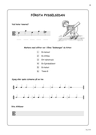 Exempel från första delen i Ulrik Lundströms altfiolskola Altviolinisten 1