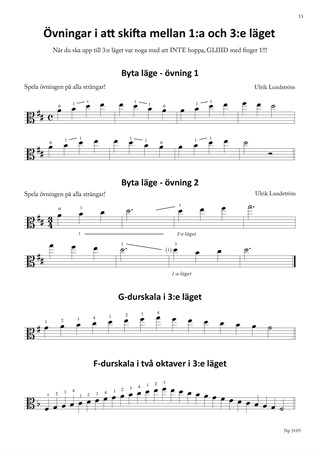 Exempel från uppföljningsdelen i Ulrik Lundströms altfiolskola Altviolinisten 2.5