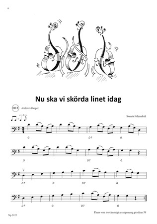 Notbild och illustration från andra delen i Ulrik Lundströms celloskola Cellisten 2