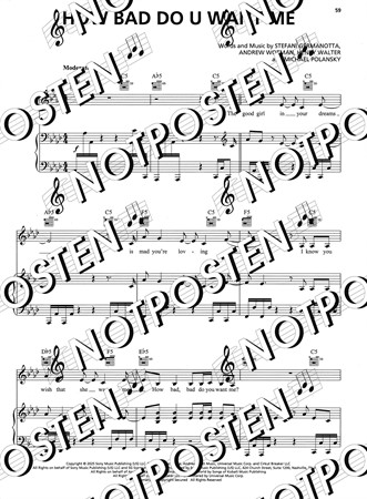 Notbild från Lady Gaga: Mayhem (PVG) med noter, ackord och text för sång, piano och gitarr.